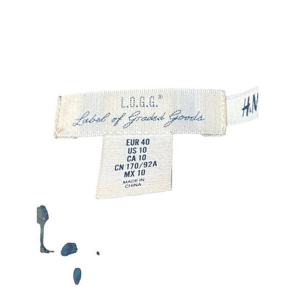 L.O.G.G.H&M Blazer Women 10 Herringbone Wool Blend Braided Leather Buttons - Picture 14 of 16